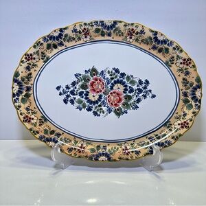 Pottery Barn Floral‎ Charleston Serving Platter Yellow White Colorful 16.5”